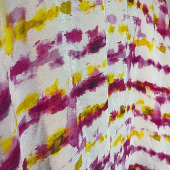 Anthropologie Pink and Yellow Patterned tie dyed cocoon Kimono - Picture 6 of 6